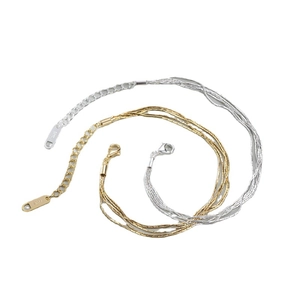 Minimalist S925 sterling silver multi-layer snake chain bracelet in gold and silver finish