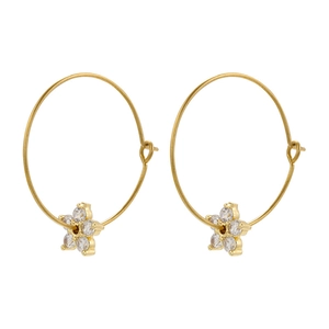 18K gold plated hoop earrings with micro-inlaid zircon star pendants for women