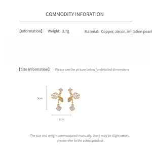 Detailed size chart for floral tassel earrings with dimensions and material specs