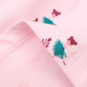 Rosa gestricktes Baumwollkleid für Mädchen mit Feen-Print und langlebiger Doppelnaht