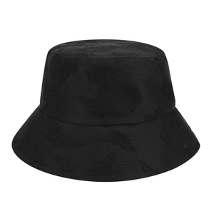 Cappello da pescatore nero da donna con ricamo di farfalle in pizzo per protezione solare