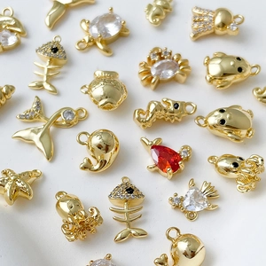 14k gold plated marine life charms including starfish and seahorse for DIY jewelry making