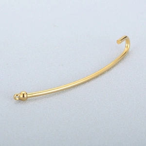 Polished golden stainless steel fishhook charm with loop for creative DIY jewelry making