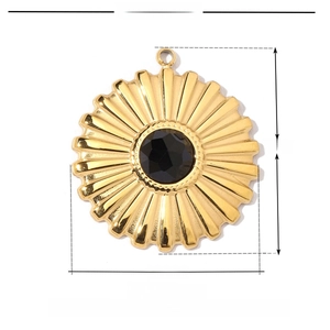 Detailed size parameter view of the 24mm gold stainless steel stone pendant