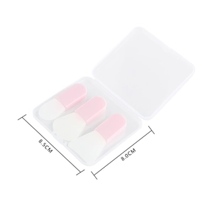 Three-piece mini silicone face mask brush set with compact storage case and pink handles