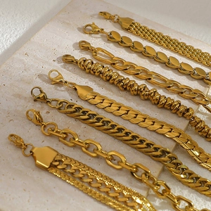 Retro 18K Gold Plated Stainless Steel Bracelet For Women Elegant Cuban Figaro Chain Waterproof Adjustable Jewelry