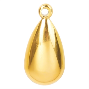Polished 18k gold plated teardrop pendant in stainless steel for DIY necklace making