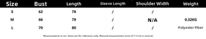 Size chart detail for knitted bodycon dress with bust and length in cm for measurements