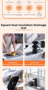 Foldable grey silicone drying mat for kitchen sink showing heat-resistant and non-slip texture