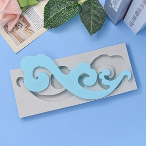 Auspicious cloud silicone mold for DIY baking and soap making with blue cloud-shaped sample