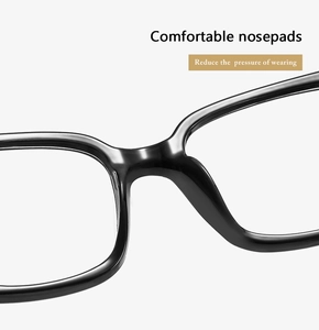 Detail of comfortable black nose pads on fashion glasses frame for reduced pressure