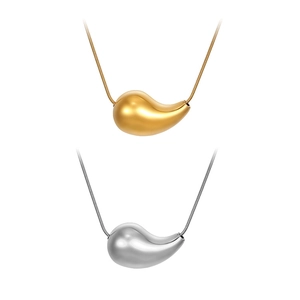 Minimalist stainless steel water drop pendant necklaces in gold and silver finishes