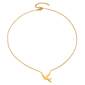 Collier minimaliste oiseau doré avec chaîne réglable et fermoir mousqueton robuste
