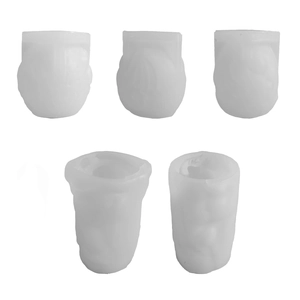 Five-piece set of white translucent embossed dragon cylindrical silicone candle molds