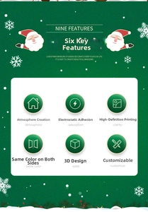 Détails de l'adhérence statique, impression HD et effets 3D sur les stickers de Noël pour vitres