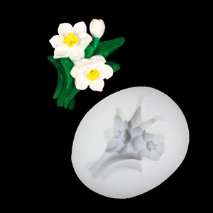 White silicone frangipani flower mold with colorful clay finished product