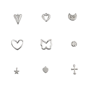 Lot de 9 pendentifs en acier inoxydable argenté cœur papillon et étoile pour bijoux DIY