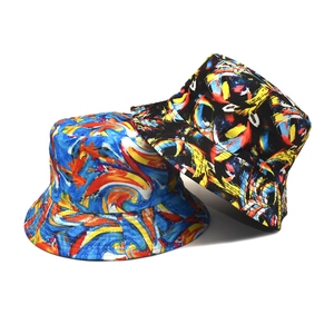 Chapeau Bob Polyester Graffiti Imprimé Peinture À L'Huile Abstrait Réversible Protection Solaire Extérieur Mode Streetwear Unisexe