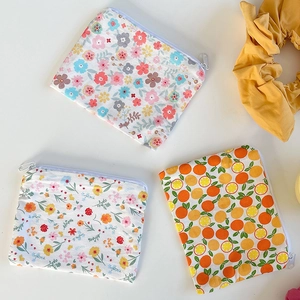 Mini Coin Purse Cotton Canvas Zipper Small Storage Pouch Fresh Floral Fruit Printed Portable Organizer For Women