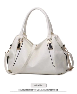 Elegant off-white textured faux leather shoulder bag with large capacity