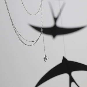 Collier Multi Rangs En Acier Inoxydable Avec Pendentif Hirondelle Anti Ternissement Gland Chaîne Clavicule Bijoux Femmes