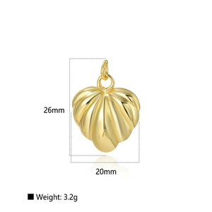 Detail view of 18k gold plated 3D hollow heart pendant showing 26mm x 20mm dimensions