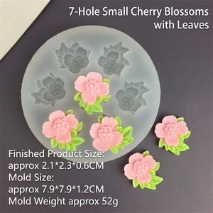 Detailansicht der Silikonform für Kirschblüten mit Texturen und genauen Abmessungen