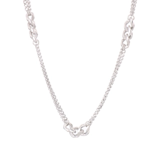 Modern silver titanium steel Cuban link chain necklace with irregular circular connectors