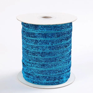 Sparkling 1cm blue glitter ribbon roll for gift wrapping and DIY crafts decoration