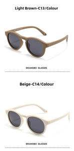 Close-up of matte silicone round frames and gray lenses for baby sunglasses