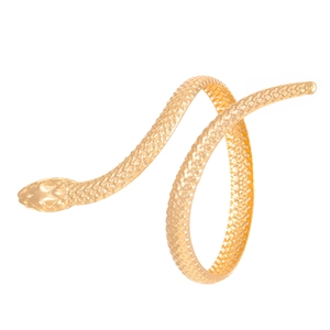 Detailed close-up of golden twisted snake ring showing realistic 18K gold scale textures