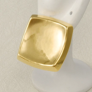 Minimalist square gold 304 stainless steel earring displayed on a white model ear stand
