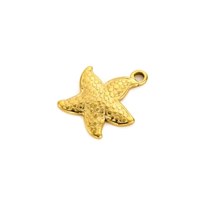 Macro detail of golden starfish pendant with textured surface for DIY jewelry making