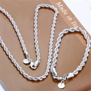 925 Sterling Silver Rope Chain Necklace Twist Design High Polish Finish Minimalist Hip Hop Punk Jewelry Accessory For Men Women