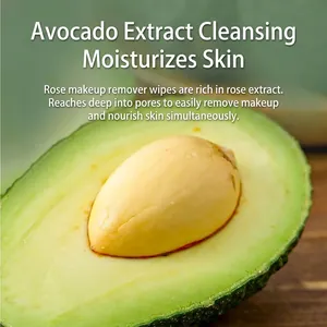 Gentle avocado and rose cleansing wipes for deep makeup removal and skin nourishment