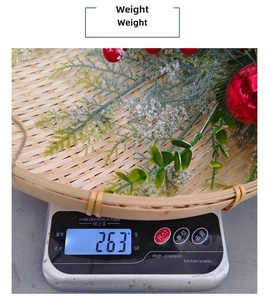 Detailed top view of a Christmas bamboo wreath with pine branches weighing 263g