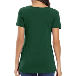 Slim fit dark green nursing t-shirt with crew neck for pregnant women back view
