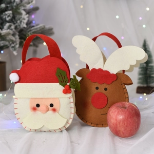 Sacs cadeaux de Noël en feutre avec motifs Père Noël et Renne pour décorations de fête