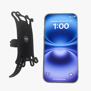Universal silicone phone mount for bikes with elastic straps and SKS logo detail