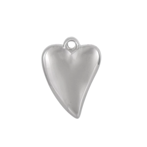 Polished silver titanium steel heart pendant necklace with minimalist metallic finish