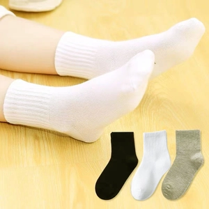 Kids athletic crew socks in white black and grey breathable cotton multipack for boys