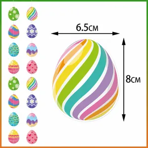 Easter egg hanging ornaments set with colorful patterns and 6.5x8cm size dimensions