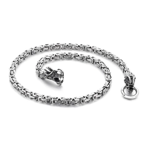 Classic 6mm stainless steel dragon head king chain necklace for men with vintage design