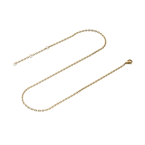 Detail of adjustable gold snake chain necklace with lobster clasp on white background