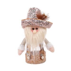 Christmas gnome candy jar with champagne gold sequin hat and transparent storage base