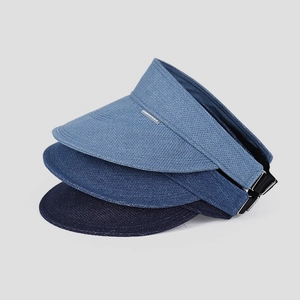 Women's breathable denim sun visor hats in three shades of blue for summer sun protection