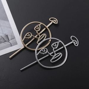 Minimalist hollow face metal hair sticks in gold and silver finish with abstract lines