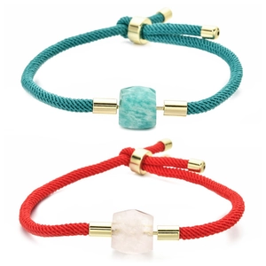 Handmade Beaded Stone Bracelet Adjustable Milan Rope Copper Jewelry Minimalist Bohemian Style For Women