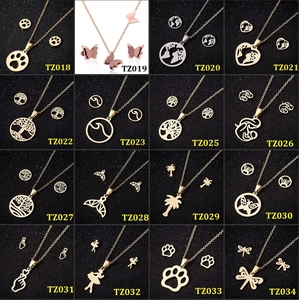 Detailed grid showing diverse jewelry sets including necklace and earrings in 18K gold finish