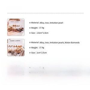 Detailed size and material specs for 12-piece geometric butterfly and pearl earring set